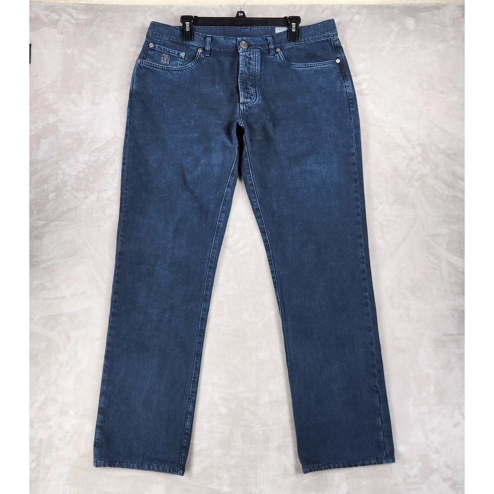 Brunello Cucinelli Jeans Mens 38x32 Blue Straight Leg Denim Made In Italy